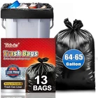 Teivio Black Large Trash Bags 64-65 Gallon Count (pack Of 13), New. Price: $15.99.
