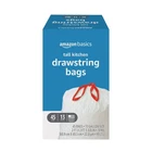 Amazon Basics Tall Kitchen Drawstring Trash Bags, 45 Count (pack Of 1), White New. Price: $22.90.
