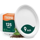 Stack Man 100% Compostable Paper Plates Inch Heavy-duty 9" Round 125 Pack New. Price: $43.65.