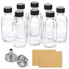 Aozita 8 Pack, Small Clear Glass Bottles W/lid & Funnels - 2OZ, New. Price: $18.59.