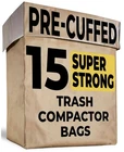 Cushio Trash Compactor Bags For Kitchen 15 Pack Pre-cuffed Super Strong New. Price: $32.17.