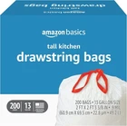 Trash Bags, Tall Kitchen Drawstring, Unscented, 13 Gallon, 200 Count, Pack Of New. Price: $36.99.