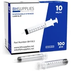 Bh Supplies 10ML Luer Slip Tip Syringes No Needle - Sterile, Individually New. Price: $28.01.