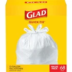 Glad Tall Kitchen Trash Bags 13 Gallon, Unscented 68 Count (pack Of 1), White New. Price: $14.69.