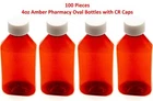 100 4OZ Prescription Pharmacy Amber Bottle W/ Caps Medicine Oval Biorx Sponix New. Price: $40.00.