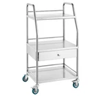 Lab Serving Cart, 3 Layers Stainless Steel Utility Rolling Medical Wi New. Price: $220.50.