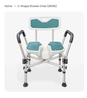 Shower Chair U-shape Seat (450LB) Dark Blue Heavy Duty Padded Armrests & Back New. Price: $59.99.