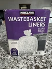 Kirkland Signature 10 Gallon Wastebasket Liners, 500 Bags, Clear .34 Mil New. Price: $22.99.