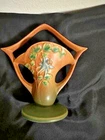 Roseville Columbine Brown 1941 Mid Century Modern Pottery Ceramic Basket 365-7 Used. Price: $175.00.