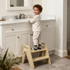 Natural Wood Foldable 2 Step Stool For Toddler Kids Bathroom Sink Kitchen New. Price: $55.10.