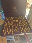 Solingen 18-PIECE 23/24 Karat Gold Plated Flatware Set With Case Fork Spoon Kni Used. Price: $175.00.