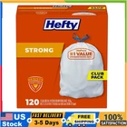 Hefty Strong 13 Gallon Kitchen Trash Bags White Drawstring Unscented 120 Ct New. Price: $23.29.