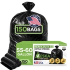 Trash Bags 55-60 Gallon Heavy Duty Count Black Veska V150BLK55 Pack New. Price: $89.99.
