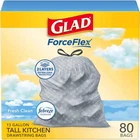 Glad Forceflex Tall Kitchen Trash Bags - 13 Gallon, Gain Scent, 80 Count New. Price: $25.20.