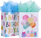 Suncolor 16" Extra Large Gift Bags For Birthday Party With Tissue PAPER(2 Pack, Open. Price: $6.95.