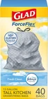 Glad Forceflex Tall Kitchen Trash Bags, 13 Gallon, Gain Fresh Clean, 40 Count (p New. Price: $12.96.