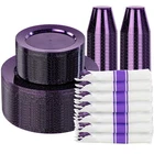 Dayammi 210 Purple Glitter Plastic Dinnerware Set For 30 Guests, Fancy Disposabl New. Price: $63.66.