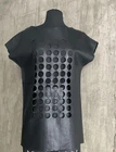 Avant Garde Minimalist Black Leather Shirt W/ Large Laser Cut Punch Holes-s/m Pre-owned. Price: $175.00.