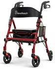 Walker Foldable Rollator 350LB Capacity Adjustable Red WB-2411 Lightweight Seat New. Price: $124.99.