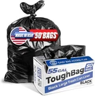 Toughbag Trash Bags 55 Gallon Large Black Can Liners 50-60 Gal, Count New. Price: $38.99.