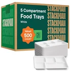 Stack Man 500-PACK 100% Compostable 5-COMPARTMENT Paper Plates 8" X 10" New. Price: $264.35.