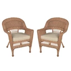 Jeco Wicker Chair In Espresso With Tan Cushion (set Of 2) New. Price: $341.33.
