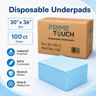 100 Pcs Disposable Underpads Incantinence Heavy Absorbency 30 X 36" Elderly New. Price: $48.49.