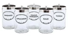 Graham Field Grafco Labeled Flint Glass Sundry Jars W/ Covers All Types 7"X4.25" New. Price: $15.95.