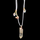 Lemurian Quartz Crystal Pendant Necklace Raw Natural Handmade Cord Boho New. Price: $61.00.
