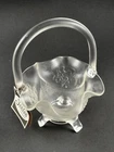 Fenton Three Toed Grape & Diamond Glass Basket In Crystal Velvet #8438 Used. Price: $25.00.