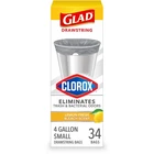 Glad 34 Count Gallon Drawstring Trash Bags With Clorox Lemon Fresh Scent New. Price: $9.19.