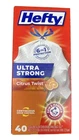 Hefty Ultra Strong Tall Kitchen Trash Bags, Citrus Twist Scent, 40 Ct 13 Gallon New. Price: $11.99.
