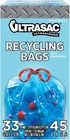 Ultrasac Blue Recycling Bags 33 Gallon 0.9 Mil, 45 Count (pack Of 1), New. Price: $24.86.