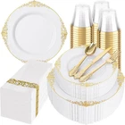 Hioasis 350PCS White And Gold Plates - Party For Guest, Inclu... New. Price: $77.05.