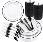 Wellife 210PCS Black Plastic Dinnerware With Pre Rolled Napkins, New. Price: $67.76.