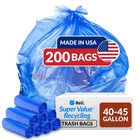 Trash Bags 40-45 Gallon 200 Count Blue Recycling Reli Supervalue New. Price: $89.99.