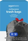 Amazon Basics Flextra Multipurpose Drawstring Trash Bags, 30 Gallon, 50 Count New. Price: $18.51.