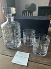 New Ralph Lauren Hudson Plaid Crystal Decanter Set With Glasses & Gift Box. Price: $185.00.
