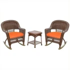 Jeco 3PC Wicker Rocker Chair Set In Honey With Orange Cushion New. Price: $456.38.