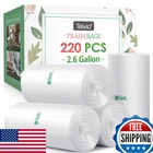 2.6 Gal 220 Ct Teivio Clear Small Trash Bags Bathroom Kitchen Office Waste New. Price: $32.99.