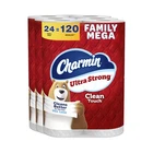 Charmin Ultra Strong Clean Touch Toilet Paper, 24 Family Mega Rolls = 120 Reg... New. Price: $48.29.