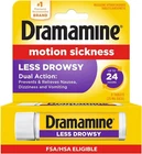 Dramamine Motion Sickness Relief Less Drowsey Formula, 8 Count New. Price: $5.97.