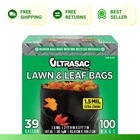Ultrasac 39 Gallon Lawn & Leaf Bags, - 100 Count Size Large New. Price: $31.71.