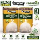 Ultrasac 13 Gallon Compostable Trash Bags 60 Ct 2 Pack Tall Kitchen Bpi New. Price: $21.99.