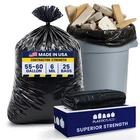 Plasticplace 55-60 Gallon Contractor Trash Bags, Black, 6.0 Mil, 25 Count New. Price: $57.49.
