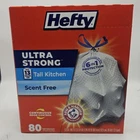 Hefty Ultra Strong 13 Gallon Trash Bags, Tall Kitchen, Unscented, 80 New. Price: $17.98.