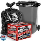 Toughbag 55-60 Gallon Heavy Duty Trash Bags 150 Count, Large Black Garbage New. Price: $67.99.