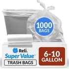 Reli. 6-10 Gallon Trash Bags 1000 Clear Bathroom Strong New. Price: $58.86.