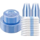 Dayammi 210PCS Blue Glitter Plastic Dinnerware Set For 30 Guests Fancy Disposabl New. Price: $66.15.