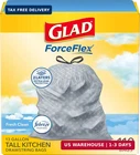 Glad Tall Kitchen Drawstring Trash Bags - Odorshield 13 Gallon White Bag, New. Price: $31.20.